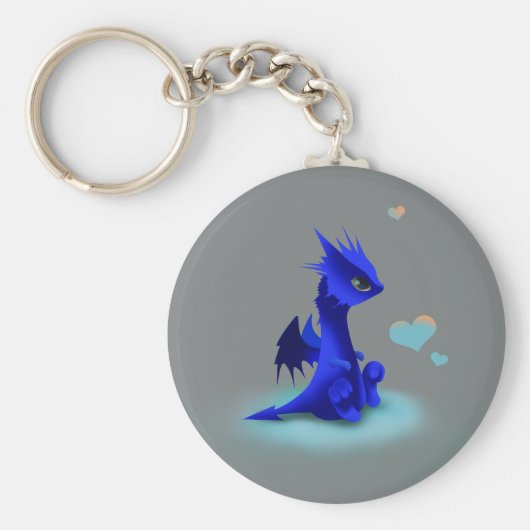 Kleine blauwe draak van liefde sleutelhanger (Voorkant)