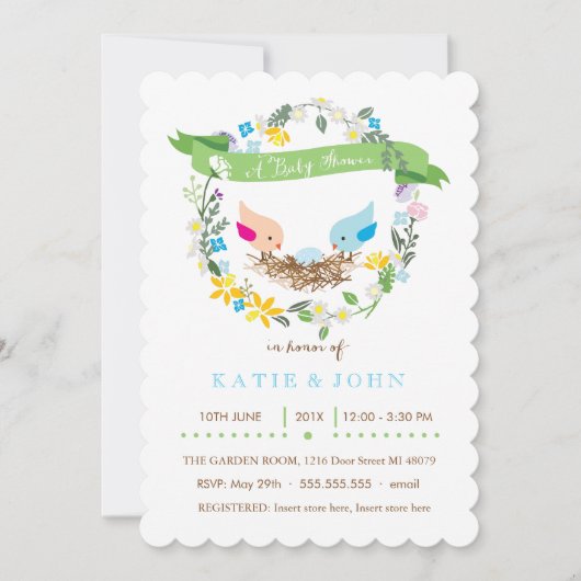 Kleine blauwe eieren  | Uitnodiging tot Baby showe (Voorkant)