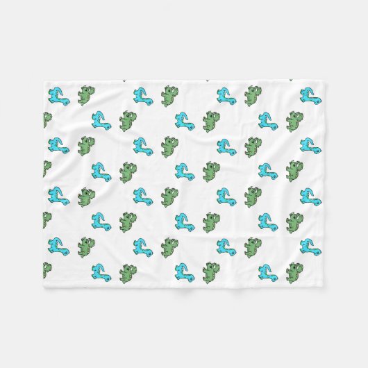 Kleine blauwe en groene dinosaurussen, babyjongen fleece deken (Voorkant (Horizontaal))