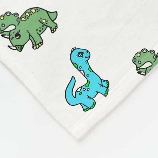 Kleine blauwe en groene dinosaurussen, babyjongen fleece deken (Hoek)