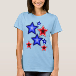 Kleine blauwe en rode sterren t-shirt