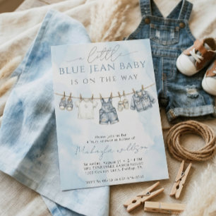 Kleine Blauwe Jean Baby Is Op Weg Baby Shower Kaart