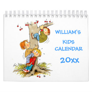 Kleine blauwe Kinder kalender Funny Calendars voor