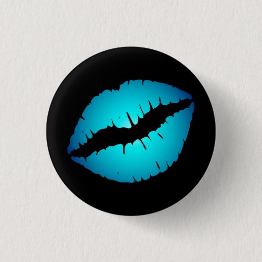 Kleine Blauwe Lippen Knop Ronde Button 3,2 Cm (Voorkant)