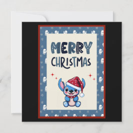 Kleine Blauwe Moppie zegt "Prettig Kerstfeest" Kaart