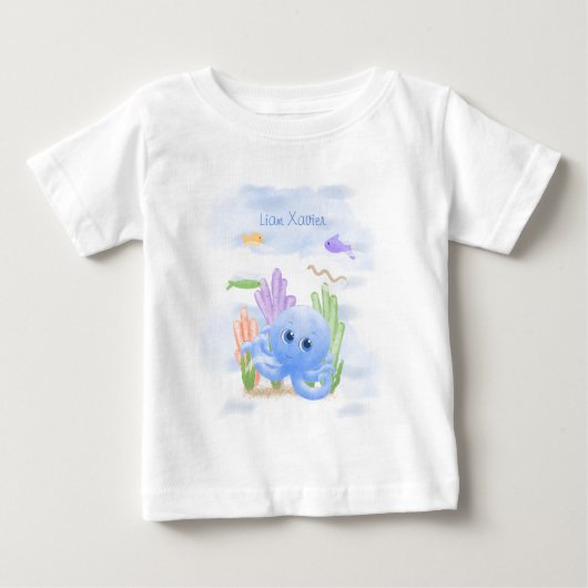 Kleine Blauwe Octopus Baby T-Shirt (Voorkant)