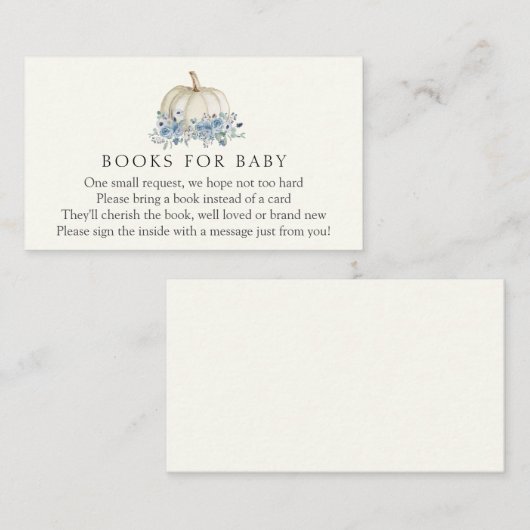 Kleine Blauwe Pompoen Boeken voor Baby Behuizing K Informatiekaartje (Voorkant / Achterkant)