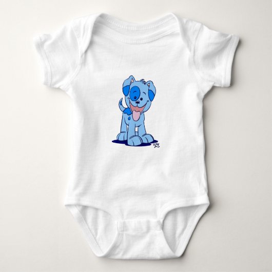 Kleine blauwe puppy Baby Romper (Voorkant)