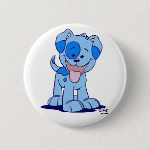 Kleine blauwe puppy button badge