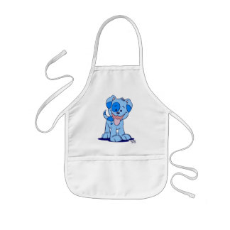 Kleine blauwe puppy kooking apron kinder schort