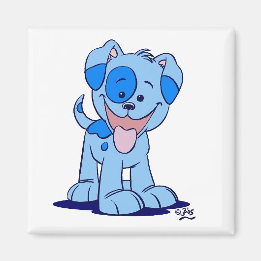 Kleine blauwe puppy magneet (Voorkant)