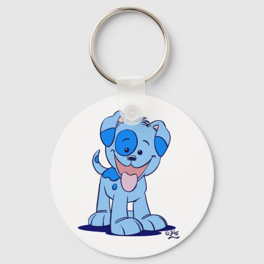 Kleine blauwe puppy sleutelhanger (Voorkant)