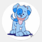 Kleine blauwe puppy sticker (Voorkant)