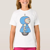 Kleine Blauwe Robot Meisjes T-shirt (Voorkant)
