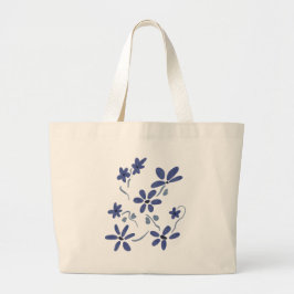 Kleine blauwe romantische bloemen grote tote bag