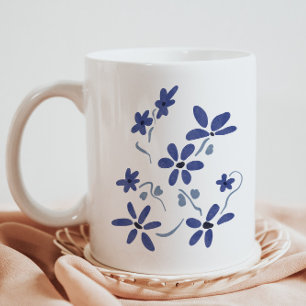 Kleine blauwe romantische bloemen koffiemok