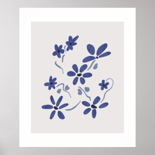 Kleine Blauwe Romantische Bloemen Poster (Voorkant)