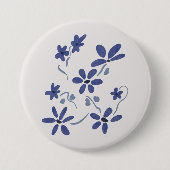 Kleine blauwe romantische bloemen ronde button 7,6 cm (Voorkant)