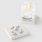 Kleine blauwe romantische bloemen stenen onderzetter (Zijkant)