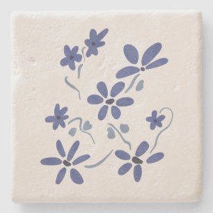 Kleine blauwe romantische bloemen stenen onderzetter