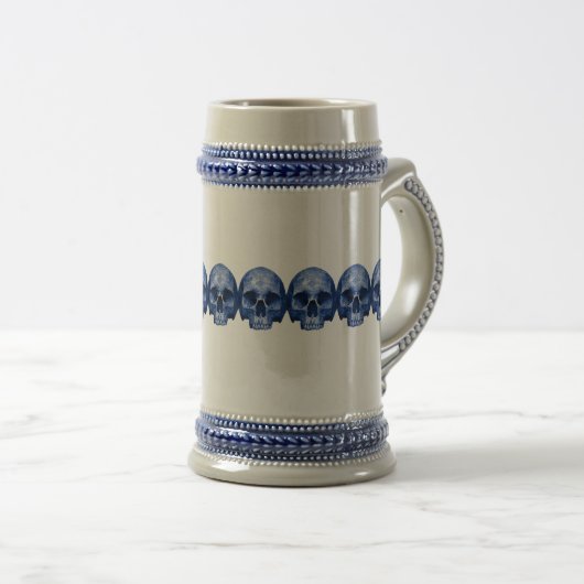 Kleine blauwe schedel bierpul (Voorkant rechts)