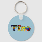 Kleine blauwe sleutelhanger voor Tino (Voorkant)