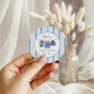 Kleine Blauwe Spijkerbroek Is Op Komst, Denim Baby Ronde Sticker