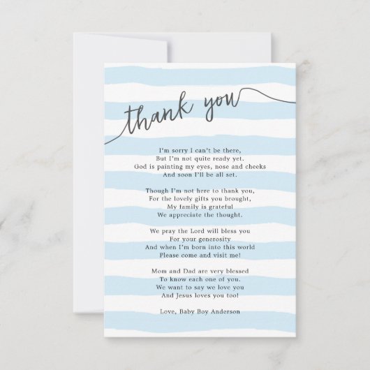 Kleine blauwe streekjongen bedankkaart (Voorkant)