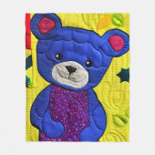 Kleine blauwe Teddy Bear Quilt like Design Fleece Deken (Voorkant)