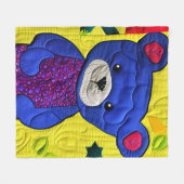 Kleine blauwe Teddy Bear Quilt like Design Fleece Deken (Voorkant (Horizontaal))