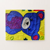 Kleine blauwe Teddy Bear Quilt like Design Legpuzzel (Horizontaal)