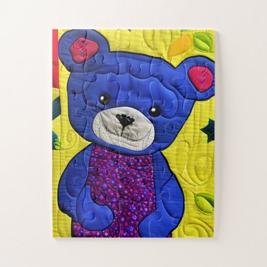 Kleine blauwe Teddy Bear Quilt like Design Legpuzzel (Verticaal)