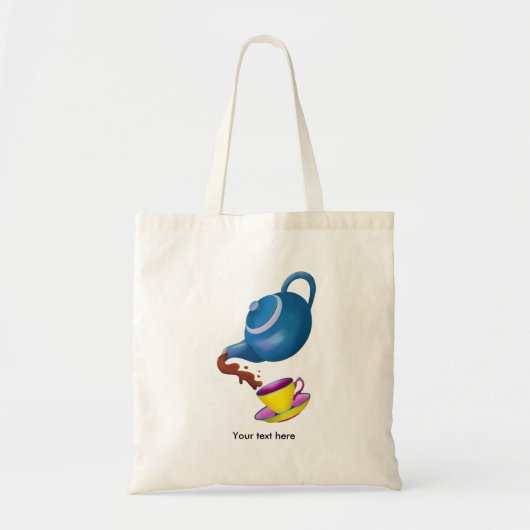 Kleine blauwe theepot tote bag (Voorkant)
