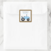 Kleine blauwe tractor bibliotheek bookplate vierkante sticker (Tas)