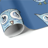 Kleine blauwe uil cadeaupapier (Rol Hoek)