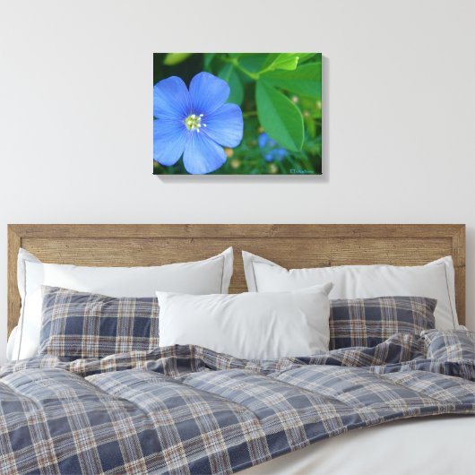Kleine blauwe ventilator canvas afdruk (Insitu (Slaapkamer))