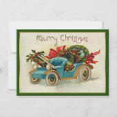 Kleine blauwe vintage kerst notitiekaartje (Voorkant)