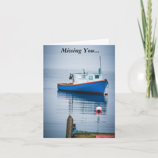 Kleine blauwe Vissende boot Kaart (Voorkant)