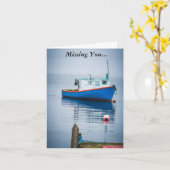 Kleine blauwe Vissende boot Kaart (Gele Bloem)