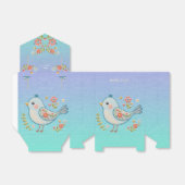 Kleine Blauwe Vogel Bloemen Favoriete Doos Bedankdoosjes (Uitgevouwen)