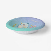Kleine Blauwe Vogel Bloemen Papieren Bowl Kommen (Gebogen)