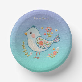 Kleine Blauwe Vogel Bloemen Papieren Bowl Kommen