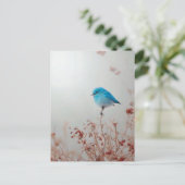 Kleine blauwe vogel briefkaart (Staand voorkant)