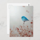 Kleine blauwe vogel briefkaart (Voorkant / Achterkant)