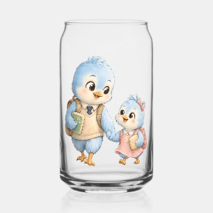 Kleine Blauwe Vogel Broers en Zusters Kan Blikvorm Glas