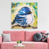 Kleine Blauwe Vogel Canvas Print (Insitu (Woonkamer))