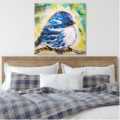 Kleine Blauwe Vogel Canvas Print (Insitu (Slaapkamer))