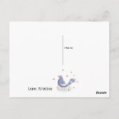 Kleine blauwe vogel en bloemen Miss U Briefkaart (Achterkant)