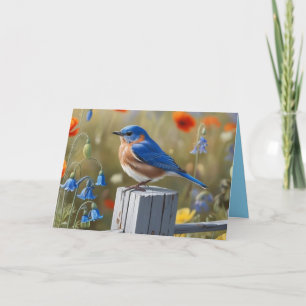 Kleine blauwe vogel gevouwen dank je kaart