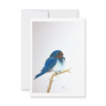 Kleine Blauwe Vogel op een tak - Origineel Kunstwe